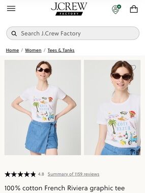 J. Crew White French Riviera Graphic Tee